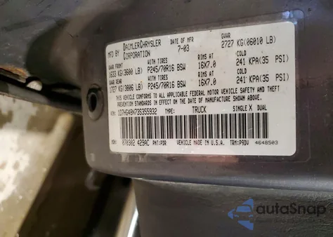 2003 Dodge Dakota Quad Slt from USA, damaged, VIN 1D7HG48N73S355932